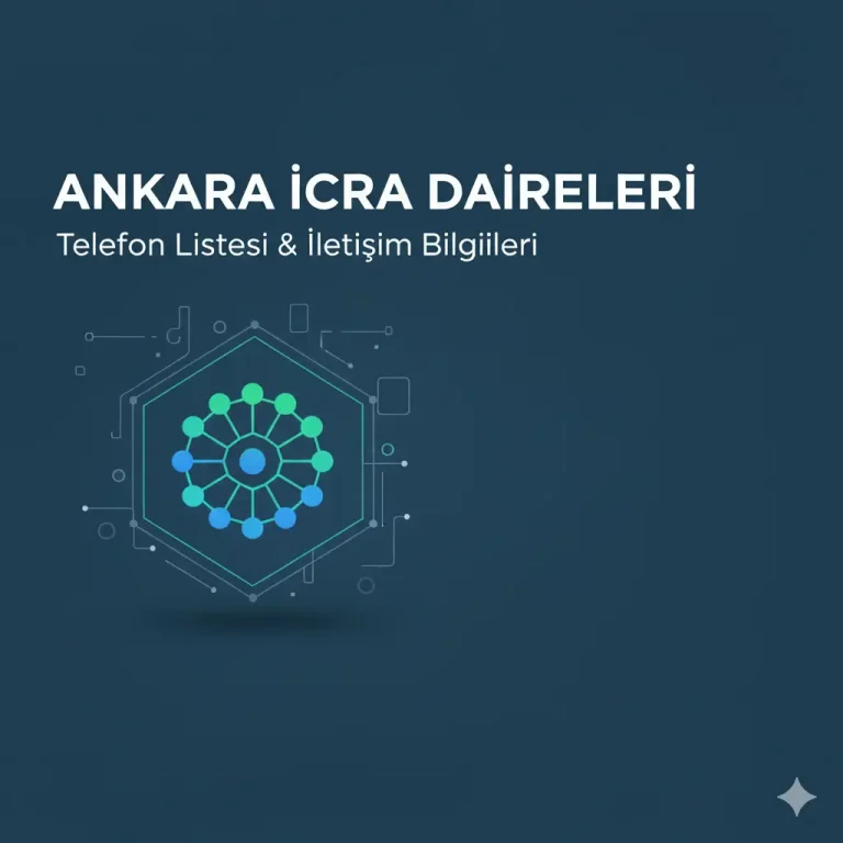 Ankara İcra Daireleri güncel telefon listesi ve iletişim bilgilerini içeren mavi tonlarda infografik öne çıkarılan görsel.