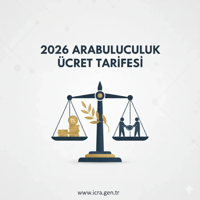 2026 Yılı Arabuluculuk Asgari Ücret Tarifesi ve Adalet Terazisi İllüstrasyonu